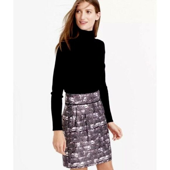 J. Crew A-line Feather Print Mini Skirt In Black, Grey & White Size 2 - Picture 1 of 12